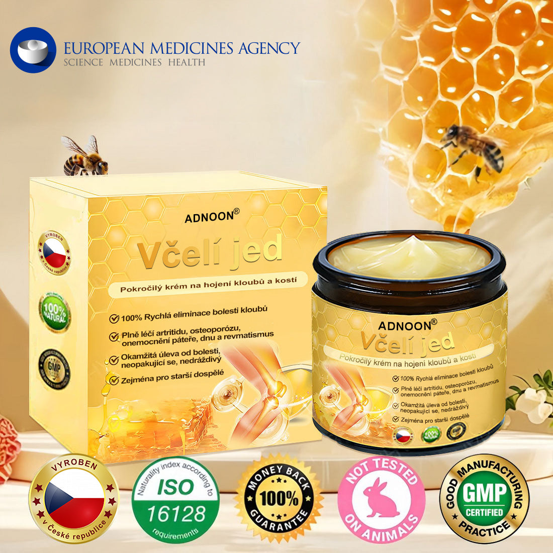 ADNOON®Včelí jed pokročilý krém na hojení kloubů a kostí